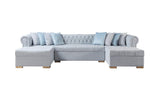 Emma Pearl Velvet Double Chaise Sectional - Ella Furniture