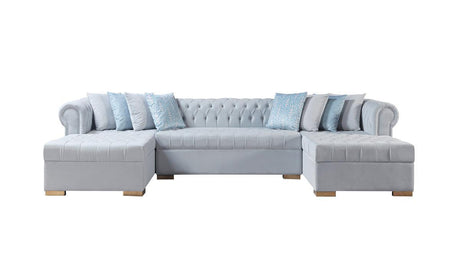 Emma Pearl Velvet Double Chaise Sectional - Ella Furniture