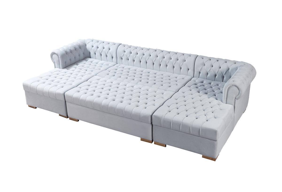 Emma Pearl Velvet Double Chaise Sectional - Ella Furniture