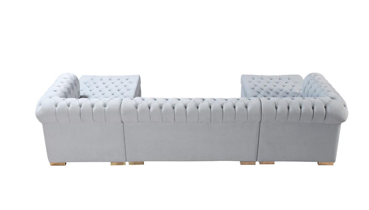 Emma Pearl Velvet Double Chaise Sectional - Ella Furniture