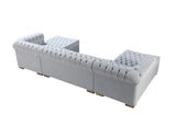 Emma Pearl Velvet Double Chaise Sectional - Ella Furniture