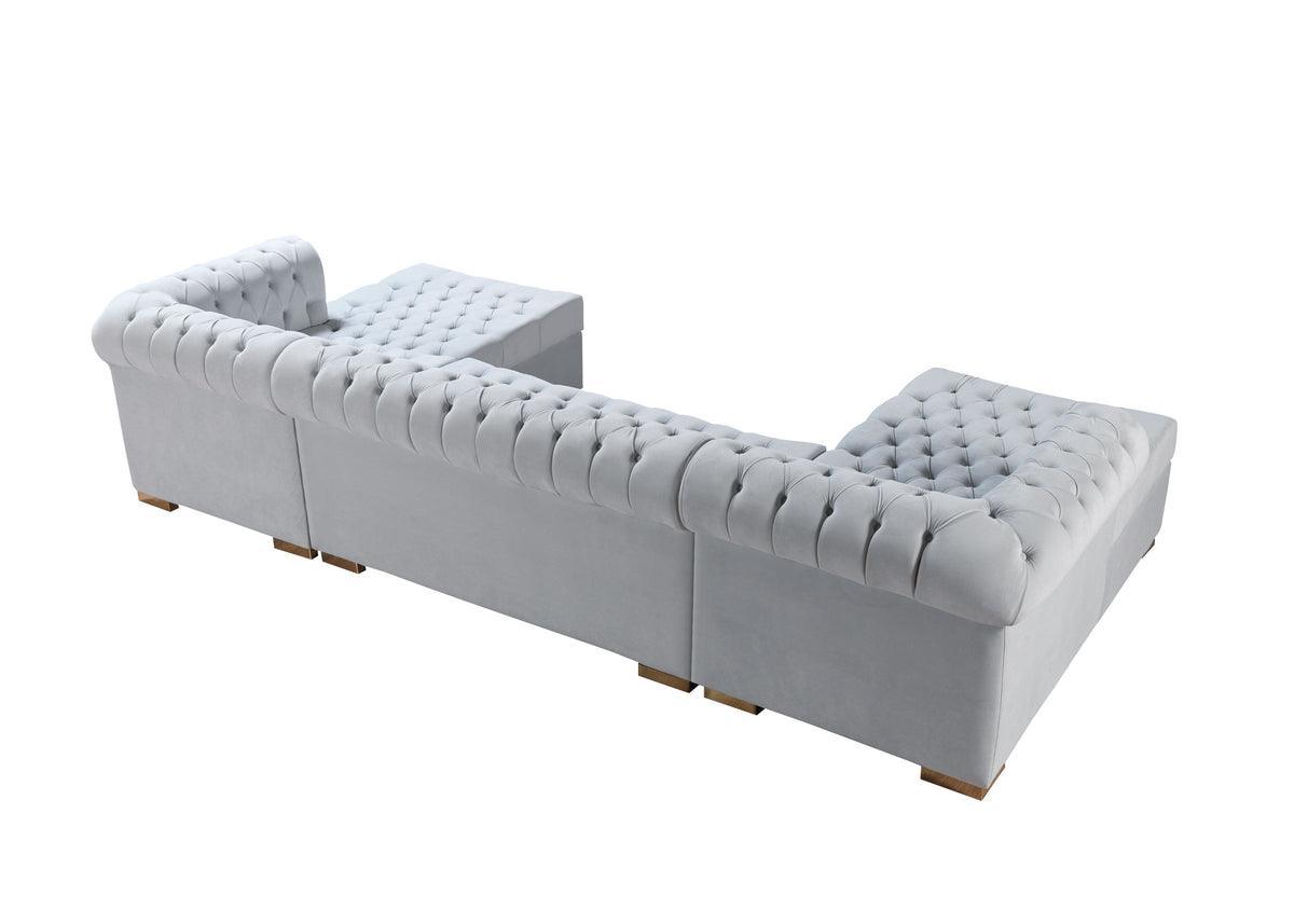 Emma Pearl Velvet Double Chaise Sectional - Ella Furniture