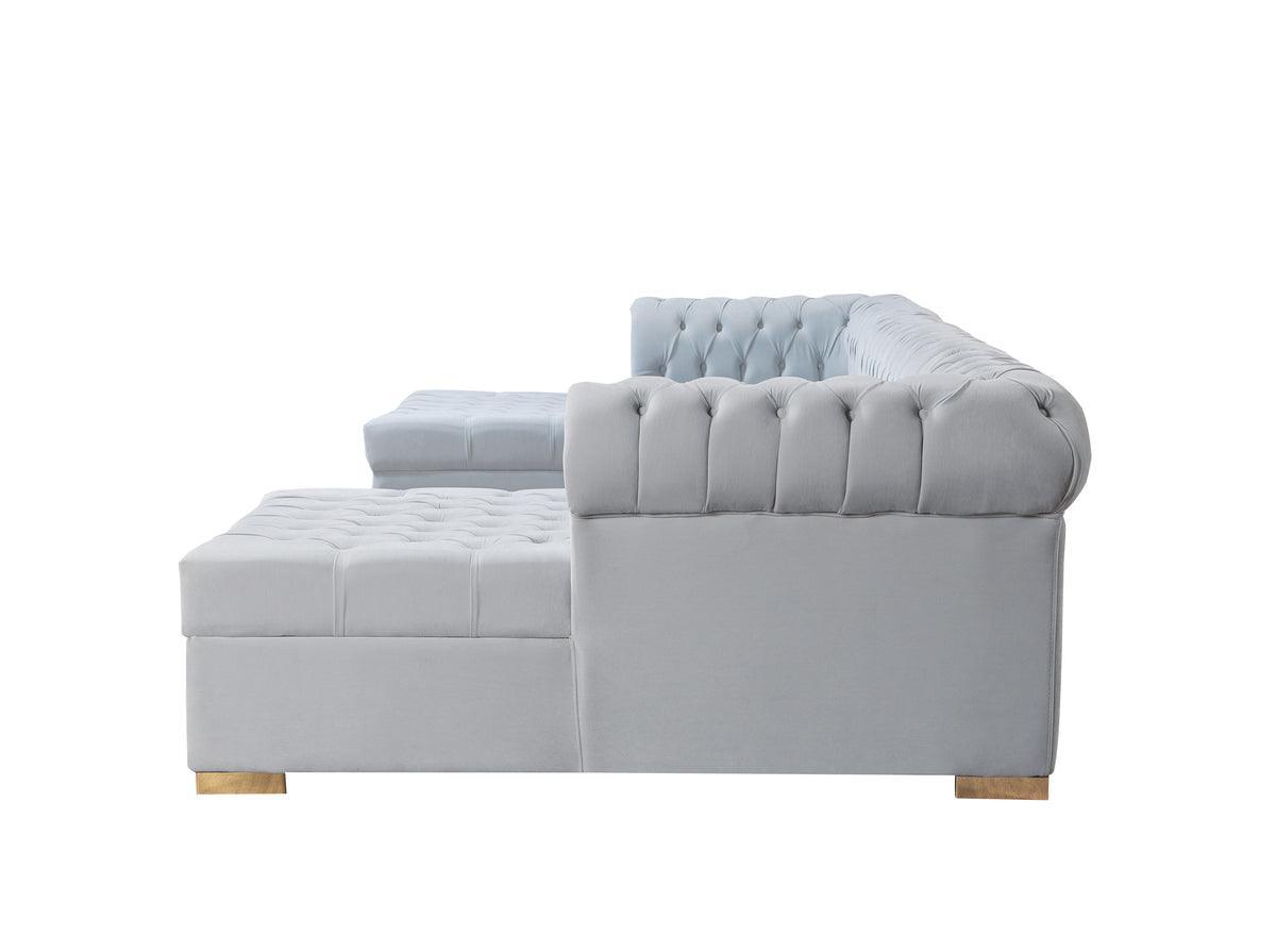 Emma Pearl Velvet Double Chaise Sectional - Ella Furniture