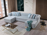 Emma Pearl Velvet Double Chaise Sectional - Ella Furniture