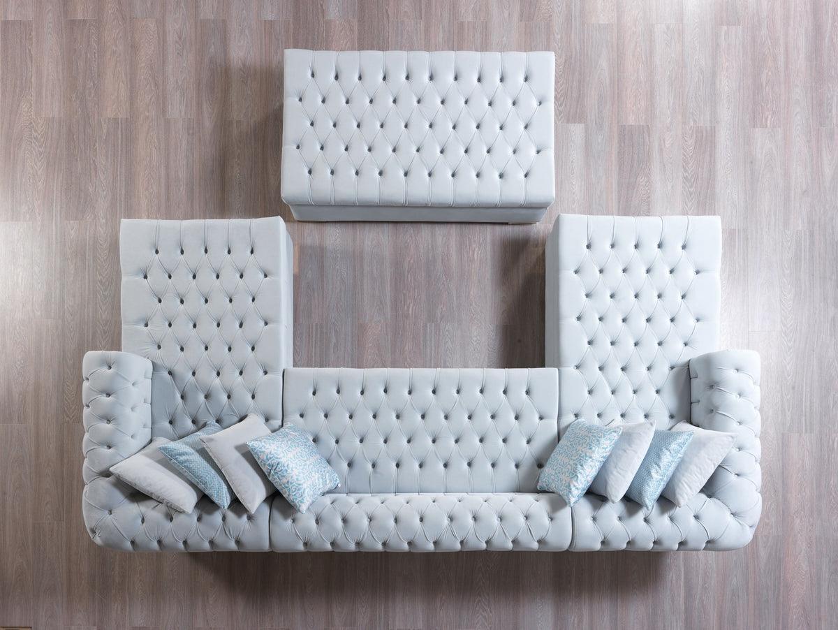 Emma Pearl Velvet Double Chaise Sectional - Ella Furniture