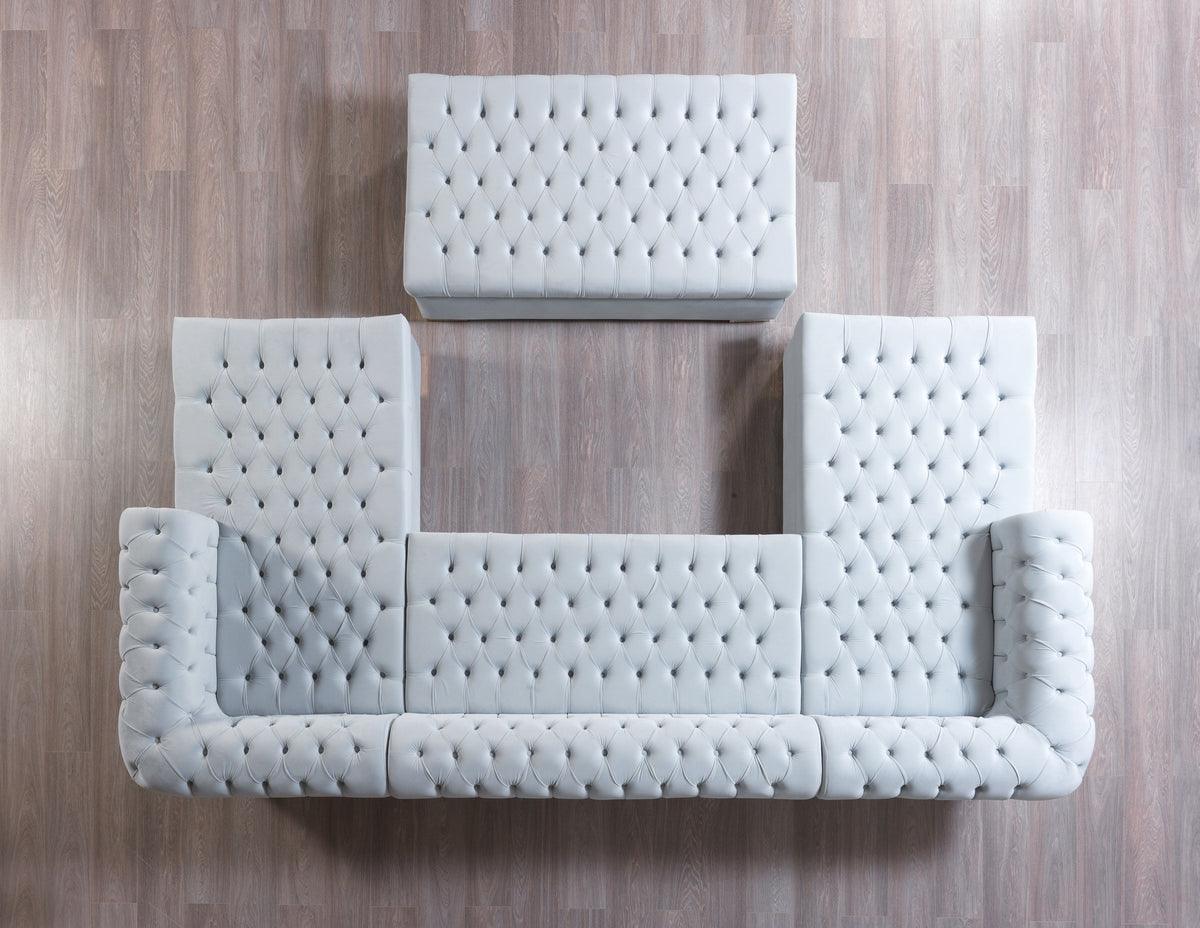 Emma Pearl Velvet Double Chaise Sectional - Ella Furniture