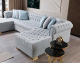 Emma Pearl Velvet Double Chaise Sectional - Ella Furniture