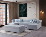 Emma Pearl Velvet Rectangle Ottoman - Ella Furniture