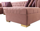 Emma Pink Velvet Double Chaise Sectional - Ella Furniture
