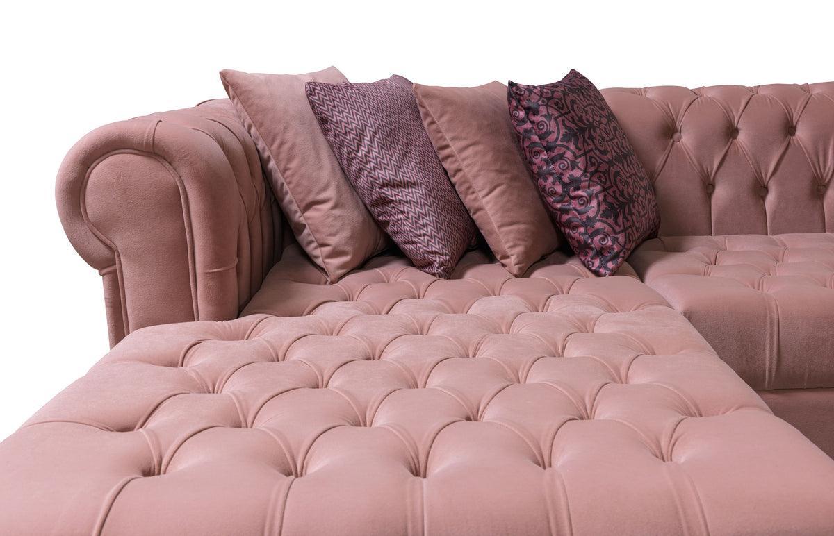 Emma Pink Velvet Double Chaise Sectional - Ella Furniture