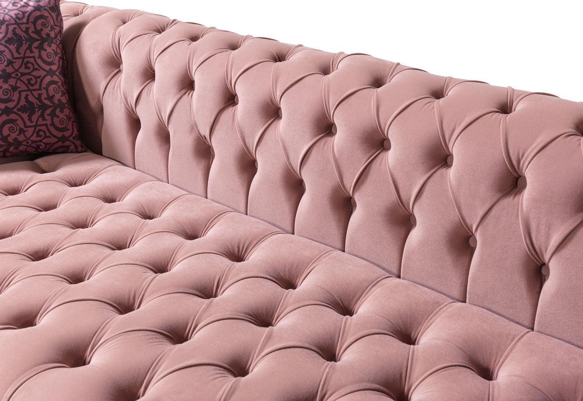 Emma Pink Velvet Double Chaise Sectional - Ella Furniture