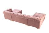 Emma Pink Velvet Double Chaise Sectional - Ella Furniture