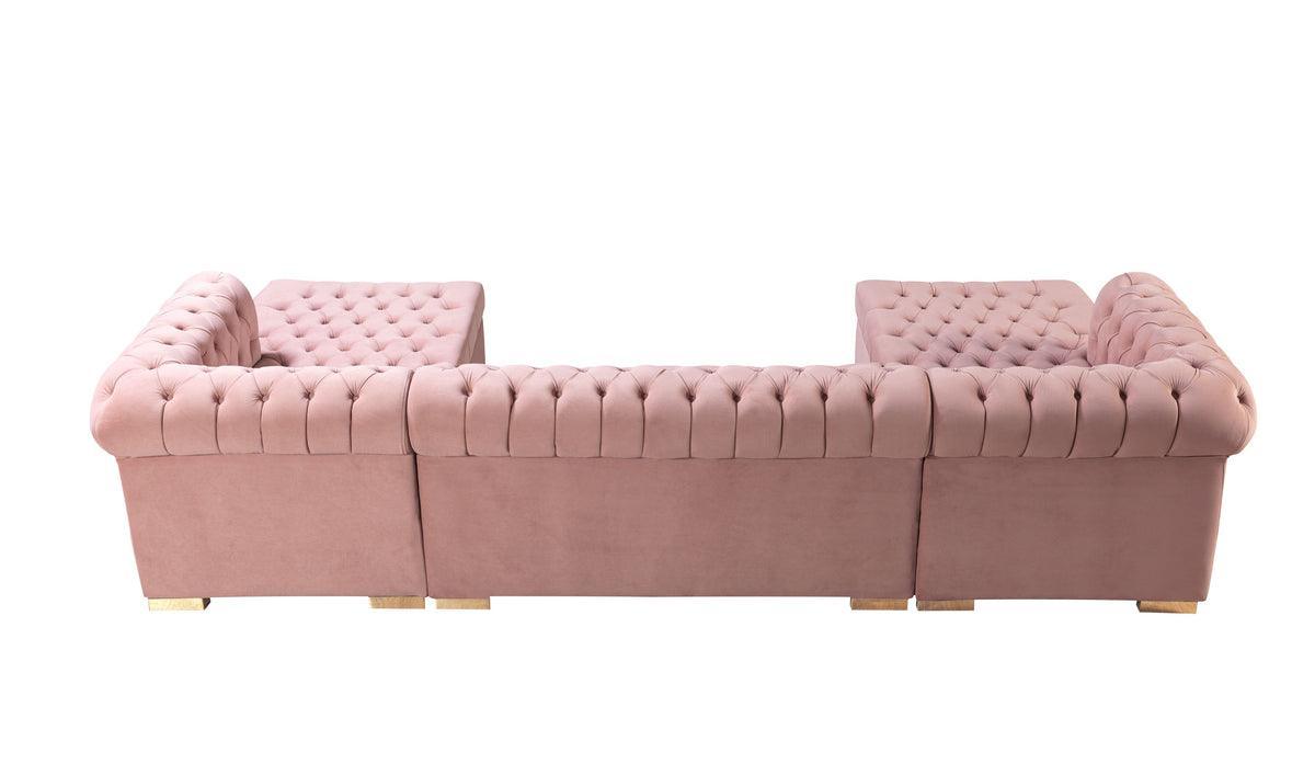 Emma Pink Velvet Double Chaise Sectional - Ella Furniture