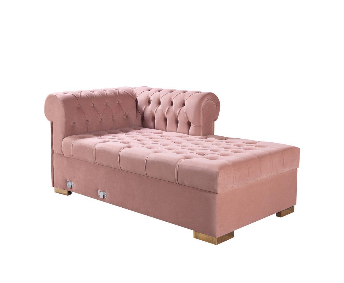 Emma Pink Velvet Double Chaise Sectional - Ella Furniture