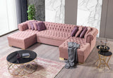 Emma Pink Velvet Double Chaise Sectional - Ella Furniture
