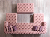 Emma Pink Velvet Double Chaise Sectional - Ella Furniture