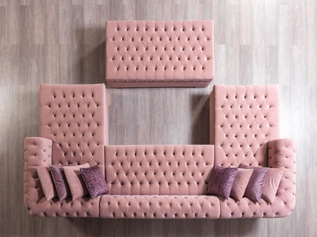 Emma Pink Velvet Double Chaise Sectional - Ella Furniture