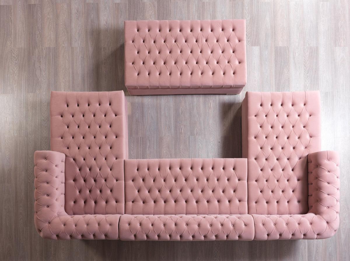 Emma Pink Velvet Double Chaise Sectional - Ella Furniture