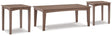 Emmeline Brown Outdoor Coffee Table With 2 End Tables - Ella Furniture