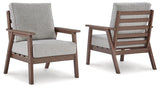 Emmeline Brown/beige Outdoor Loveseat And 2 Chairs With Coffee Table - Ella Furniture