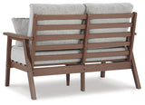 Emmeline Brown/beige Outdoor Loveseat With Coffee Table - Ella Furniture