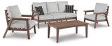 Emmeline Brown/beige Outdoor Sofa And 2 Chairs With Coffee Table - Ella Furniture