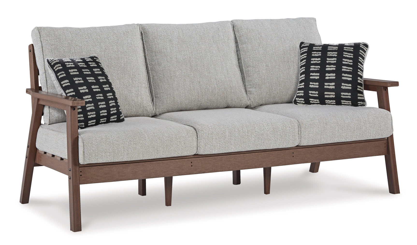 Emmeline Brown/beige Outdoor Sofa And 2 Lounge Chairs With Coffee Table And 2 End Tables - Ella Furniture