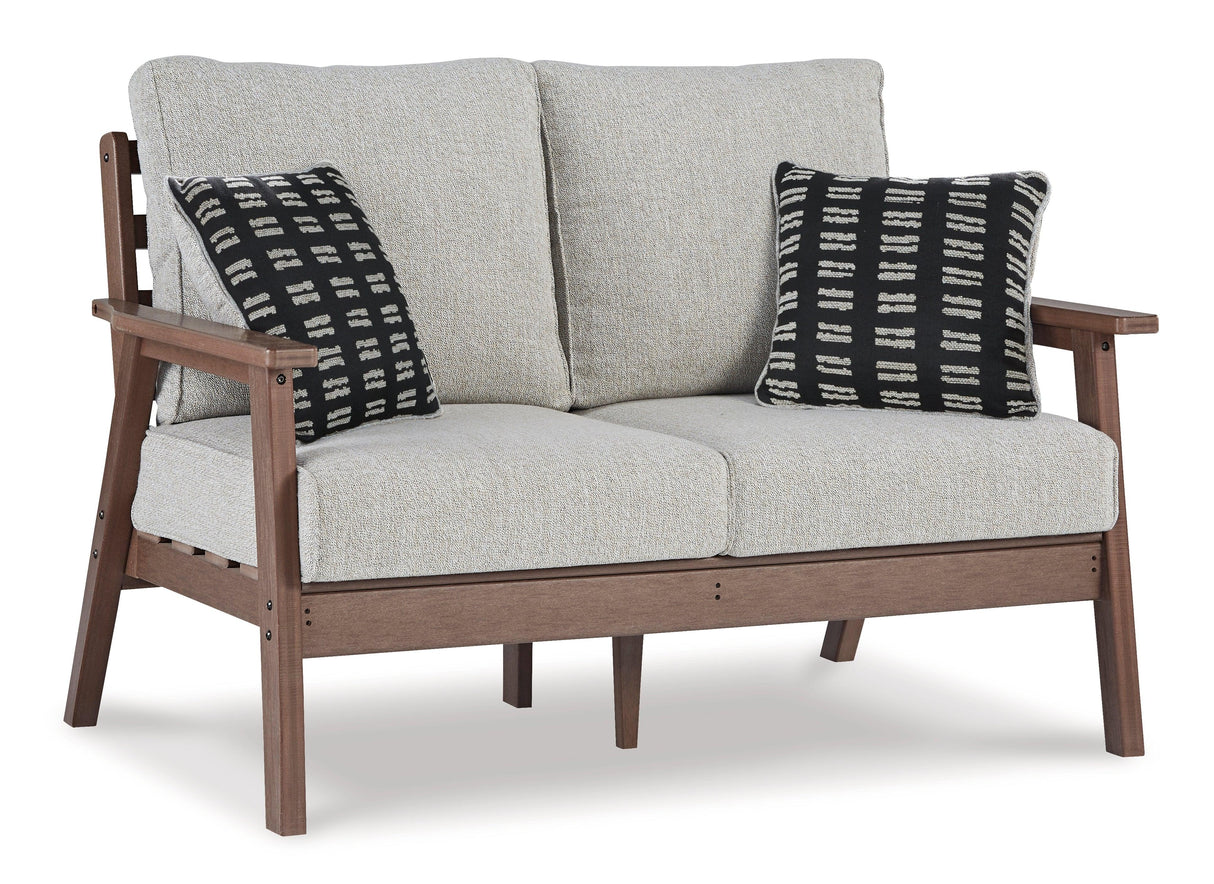 Emmeline Brown/beige Outdoor Sofa And Loveseat - Ella Furniture