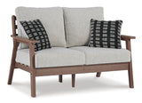 Emmeline Brown/beige Outdoor Sofa And Loveseat With Coffee Table - Ella Furniture