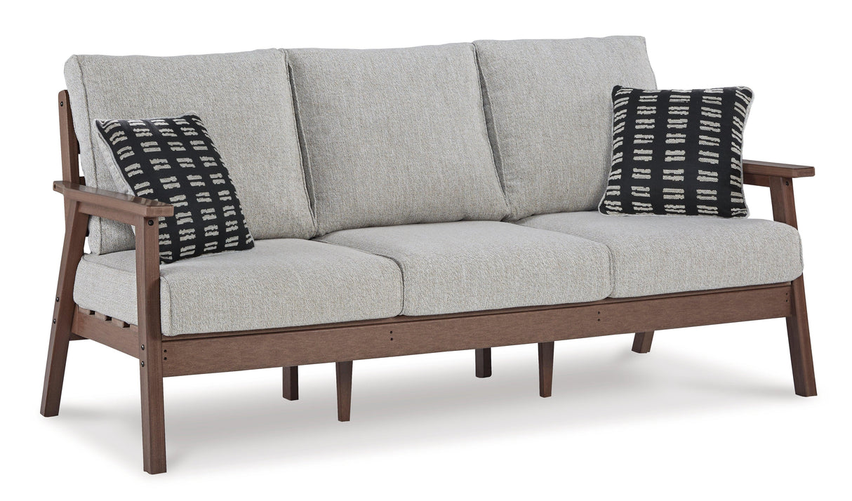 Emmeline Brown/beige Outdoor Sofa With 2 Lounge Chairs - Ella Furniture