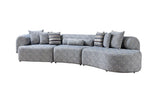 Esmeralda Blue Boucle 3-Piece Curved Sectional - Ella Furniture