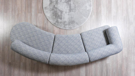 Esmeralda Blue Boucle 3-Piece Curved Sectional - Ella Furniture