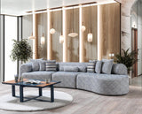 Esmeralda Blue Boucle 3-Piece Curved Sectional - Ella Furniture