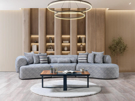 Esmeralda Blue Boucle 3-Piece Curved Sectional - Ella Furniture