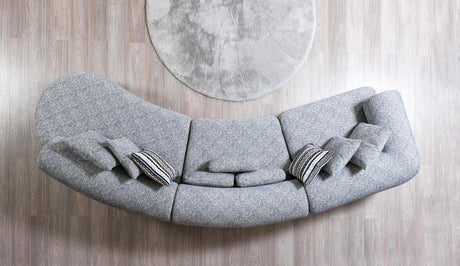 Esmeralda Blue Boucle 3-Piece Curved Sectional - Ella Furniture