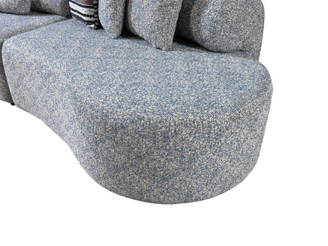 Esmeralda Blue Boucle 3-Piece Curved Sectional - Ella Furniture