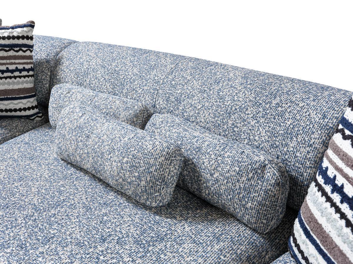 Esmeralda Blue Boucle 3-Piece Curved Sectional - Ella Furniture