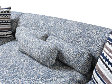 Esmeralda Blue Boucle 3-Piece Curved Sectional - Ella Furniture