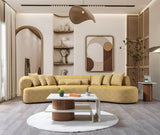 Esmeralda Mustard Boucle 3-Piece Curved Sectional - Ella Furniture