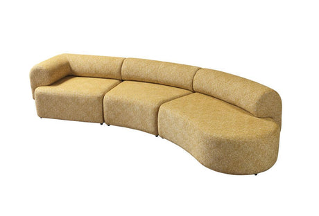 Esmeralda Mustard Boucle 3-Piece Curved Sectional - Ella Furniture