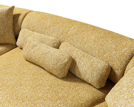 Esmeralda Mustard Boucle 3-Piece Curved Sectional - Ella Furniture