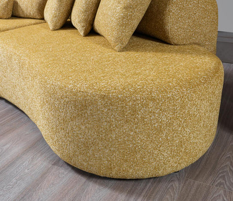 Esmeralda Mustard Boucle 3-Piece Curved Sectional - Ella Furniture
