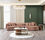 Esmeralda Orange Boucle 3-Piece Curved Sectional - Ella Furniture