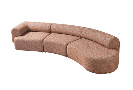 Esmeralda Orange Boucle 3-Piece Curved Sectional - Ella Furniture