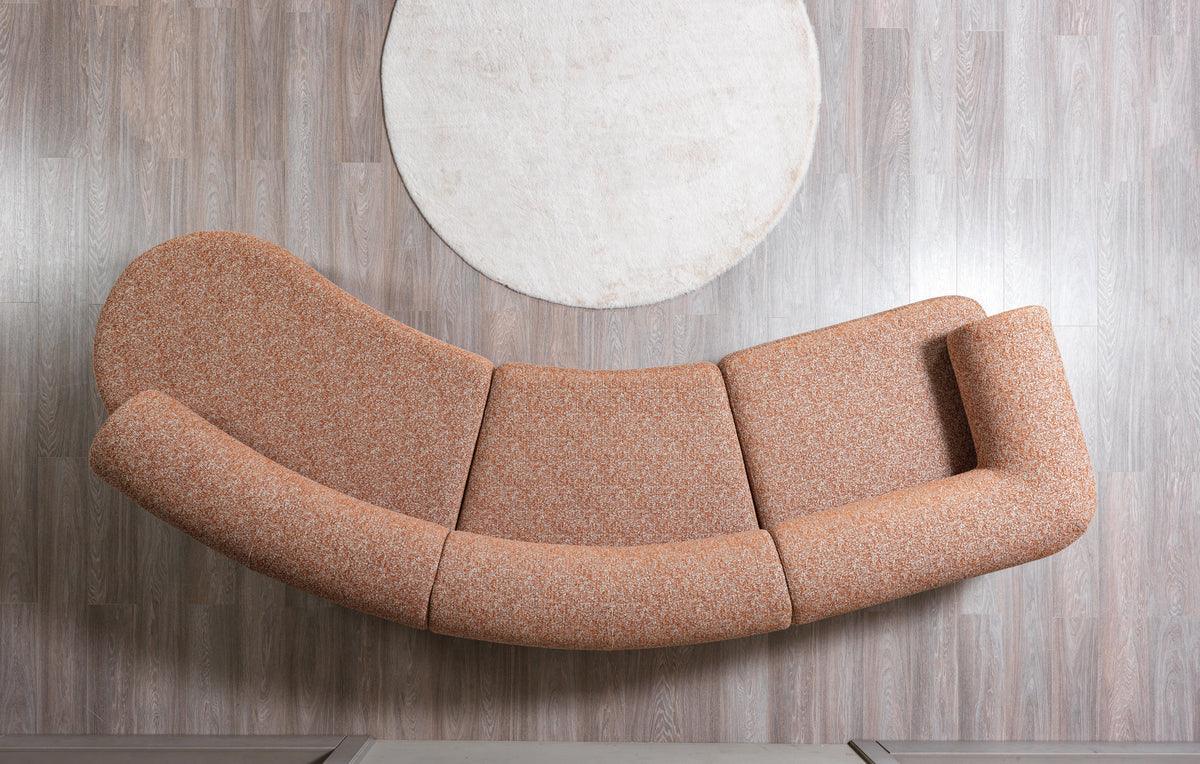 Esmeralda Orange Boucle 3-Piece Curved Sectional - Ella Furniture