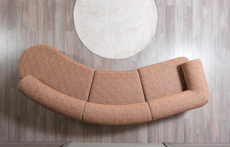 Esmeralda Orange Boucle 3-Piece Curved Sectional - Ella Furniture