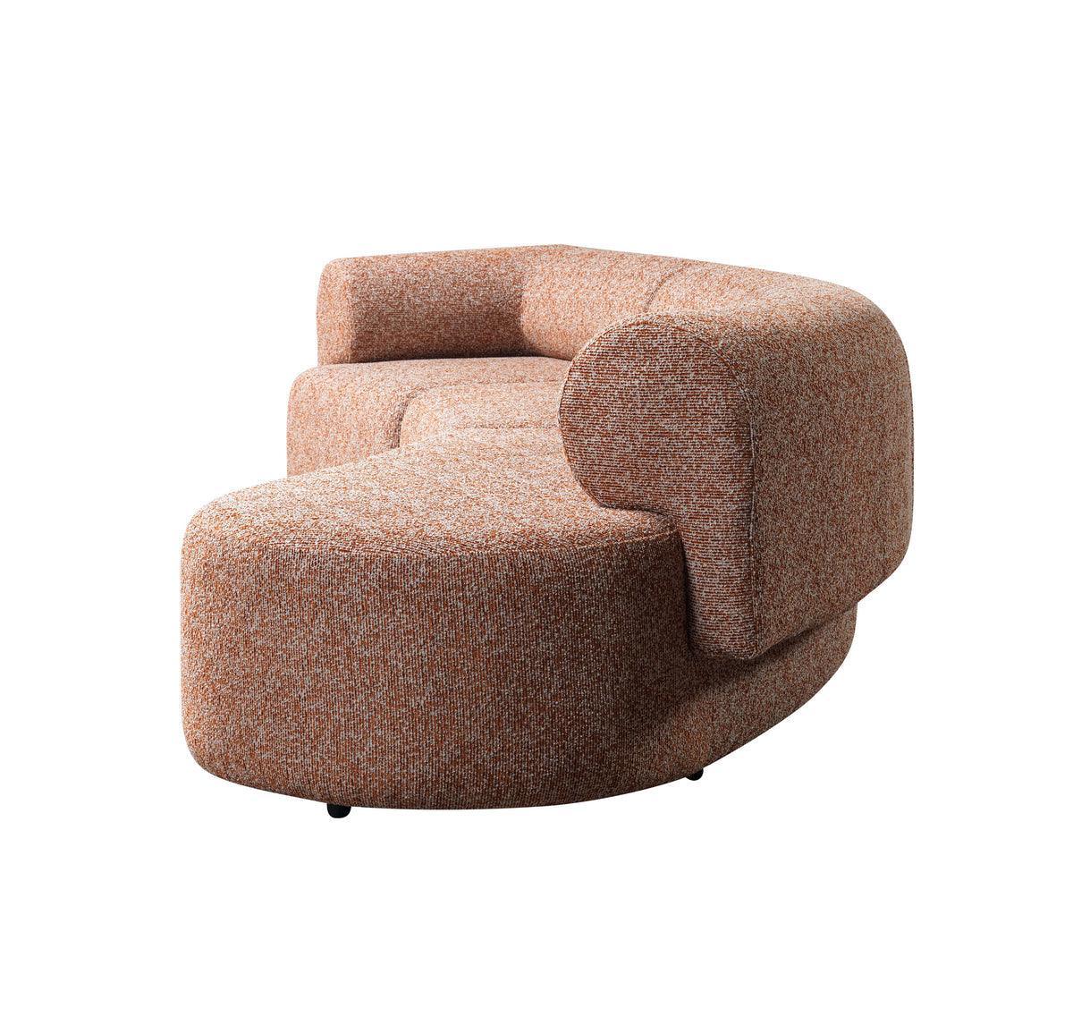 Esmeralda Orange Boucle 3-Piece Curved Sectional - Ella Furniture