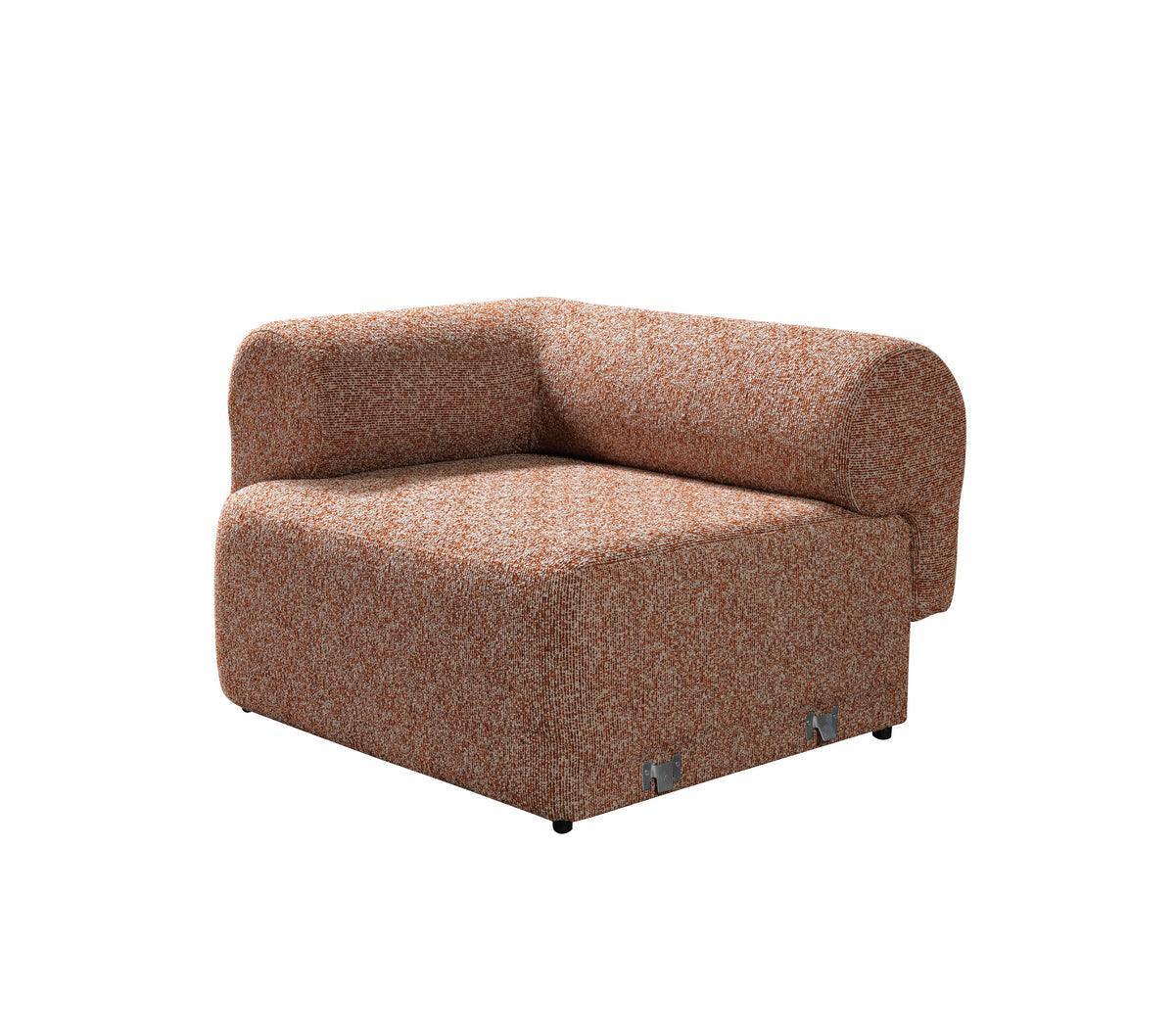 Esmeralda Orange Boucle 3-Piece Curved Sectional - Ella Furniture