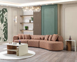 Esmeralda Orange Boucle 3-Piece Curved Sectional - Ella Furniture