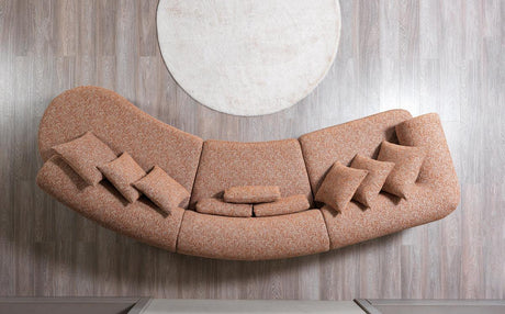Esmeralda Orange Boucle 3-Piece Curved Sectional - Ella Furniture